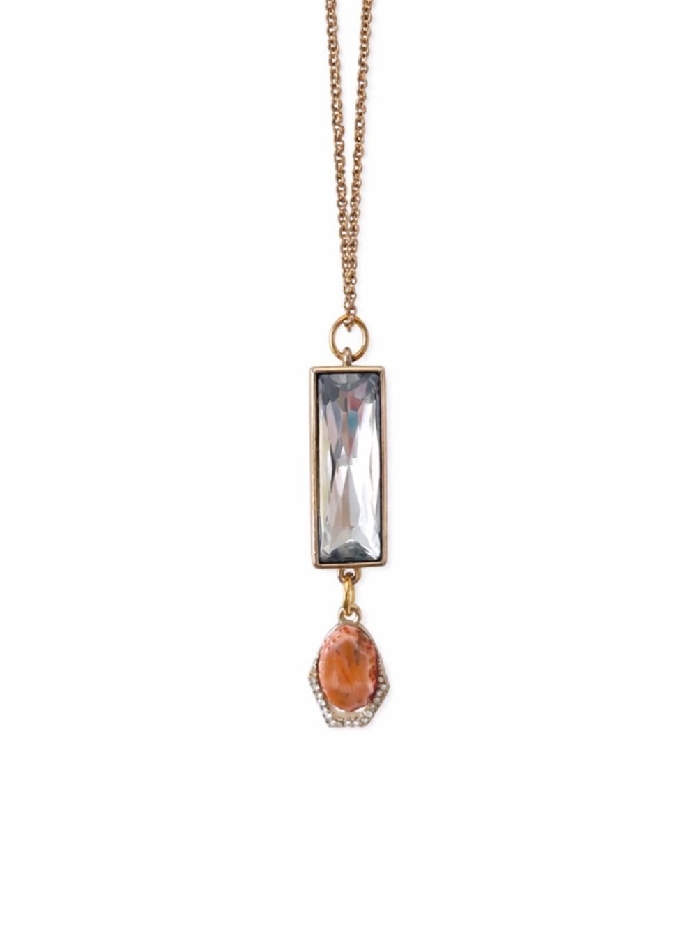 Boutique Golden Necklace NWT Long in length with Stone Charm